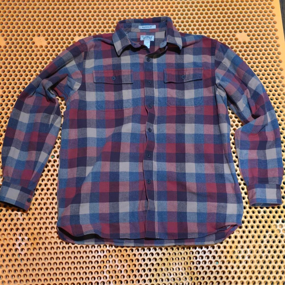 LL Bean Mens Large Chamois Flannel Shirt Traditional Fit Apple Cinnamon